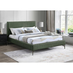 Gallo Vegan Leather Upholstered King Bed in Green