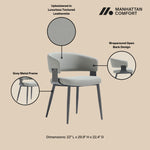 Luce Textured Vegan Leather Metal Dining Chair in Stone Gray