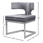 Alexandra Velvet Upholstered Dining Chair in Grey