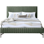 Gallo Vegan Leather Upholstered King Bed in Green