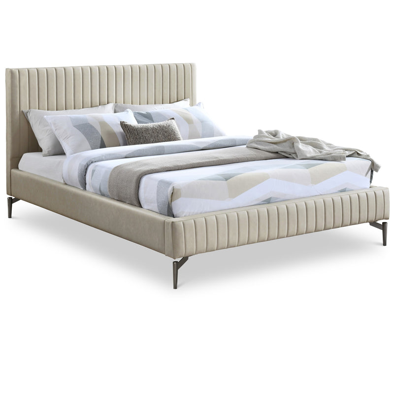 Gallo Vegan Leather Upholstered Queen Bed in Beige