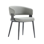 Luce Textured Vegan Leather Metal Dining Chair in Stone Gray