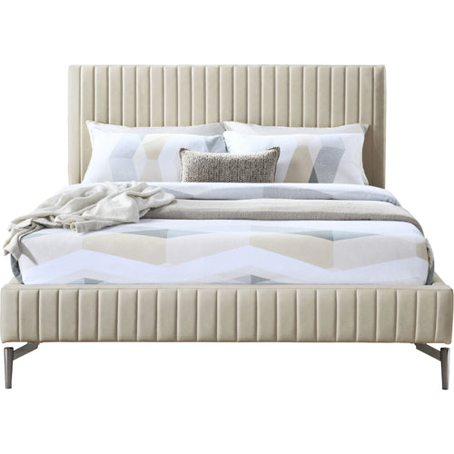 Gallo Vegan Leather Upholstered Queen Bed in Beige