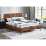 Gallo Vegan Leather Upholstered Queen Bed in Cognac