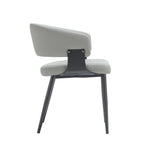 Luce Textured Vegan Leather Metal Dining Chair in Stone Gray