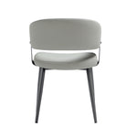 Luce Textured Vegan Leather Metal Dining Chair in Stone Gray