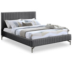 Gallo Vegan Leather Upholstered Queen Bed in Grey