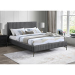 Gallo Vegan Leather Upholstered Queen Bed in Grey