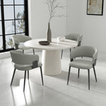 Luce Textured Vegan Leather Metal Dining Chair in Stone Gray