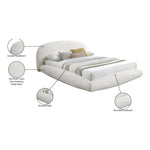 Genesis Teddy Fabric Upholstered Floating King Bed (3 Boxes) in Cream