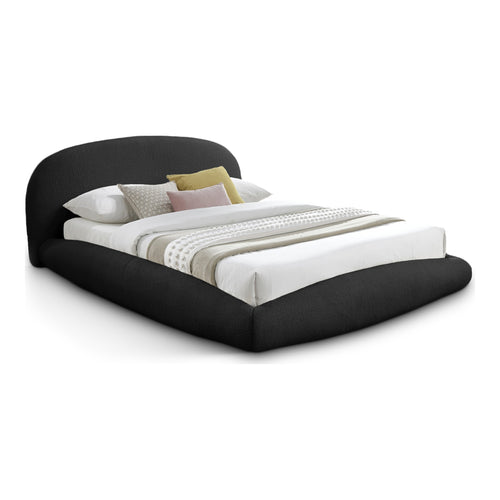 Genesis Teddy Fabric Upholstered Floating Queen Bed (3 Boxes) in Black