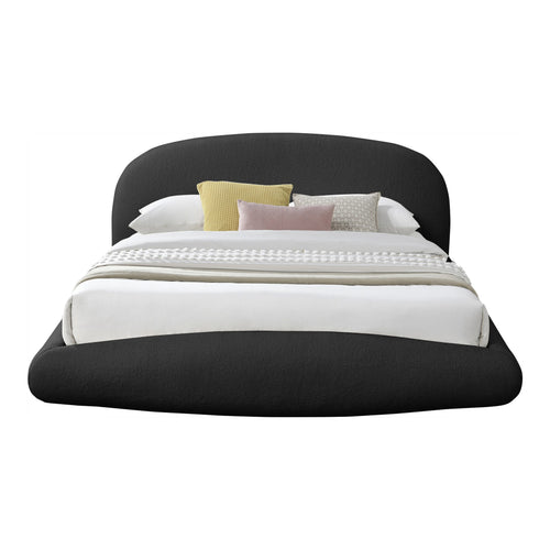 Genesis Teddy Fabric Upholstered Floating Queen Bed (3 Boxes) in Black