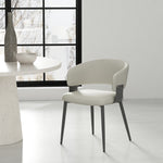 Luce Textured Vegan Leather Metal Dining Chair in Oatmeal