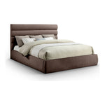 Adam Chenille Fabric Upholstered King Bed in Brown