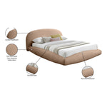 Genesis Teddy Fabric Upholstered Floating Queen Bed (3 Boxes) in Beige