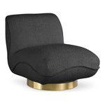Geneva Boucle Fabric Upholstered Swivel Accent Chair in Black
