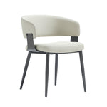 Luce Textured Vegan Leather Metal Dining Chair in Oatmeal