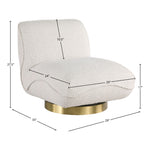 Geneva Boucle Fabric Upholstered Swivel Accent Chair in Cream
