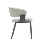 Luce Textured Vegan Leather Metal Dining Chair in Oatmeal
