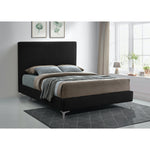 Geri Velvet Upholstered King Bed in Black