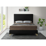 Geri Velvet Upholstered King Bed in Black