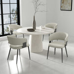 Luce Textured Vegan Leather Metal Dining Chair in Oatmeal