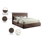 Adam Chenille Fabric Upholstered King Bed in Brown