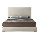Geri Velvet Upholstered King Bed in Cream