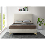 Geri Velvet Upholstered King Bed in Cream