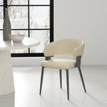Luce Textured Vegan Leather Metal Dining Chair in Sand