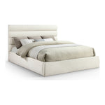 Adam Chenille Fabric Upholstered King Bed in Cream
