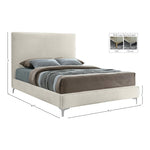 Geri Velvet Upholstered King Bed in Cream