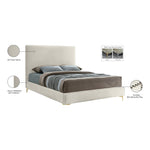 Geri Velvet Upholstered King Bed in Cream