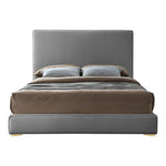 Geri Velvet Upholstered King Bed in Grey