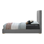 Geri Velvet Upholstered King Bed in Grey