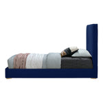 Geri Velvet Upholstered King Bed in Navy