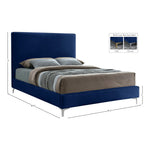 Geri Velvet Upholstered King Bed in Navy