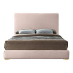 Geri Velvet Upholstered King Bed in Pink