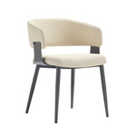 Luce Textured Vegan Leather Metal Dining Chair in Sand