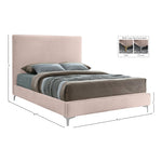 Geri Velvet Upholstered King Bed in Pink