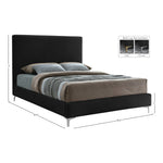 Geri Velvet Upholstered Queen Bed in Black