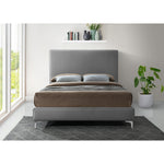 Geri Velvet Upholstered Queen Bed in Grey