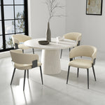 Luce Textured Vegan Leather Metal Dining Chair in Sand