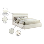 Adam Chenille Fabric Upholstered King Bed in Cream