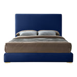 Geri Velvet Upholstered Queen Bed in Navy