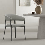 Belle Metal Upholstered Dining Chair in Stone Gray