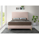 Geri Velvet Upholstered Queen Bed in Pink