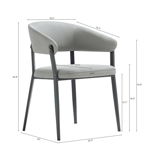 Belle Metal Upholstered Dining Chair in Stone Gray