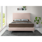 Geri Velvet Upholstered Queen Bed in Pink