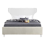 Ghost Velvet Upholstered King Bed in Cream